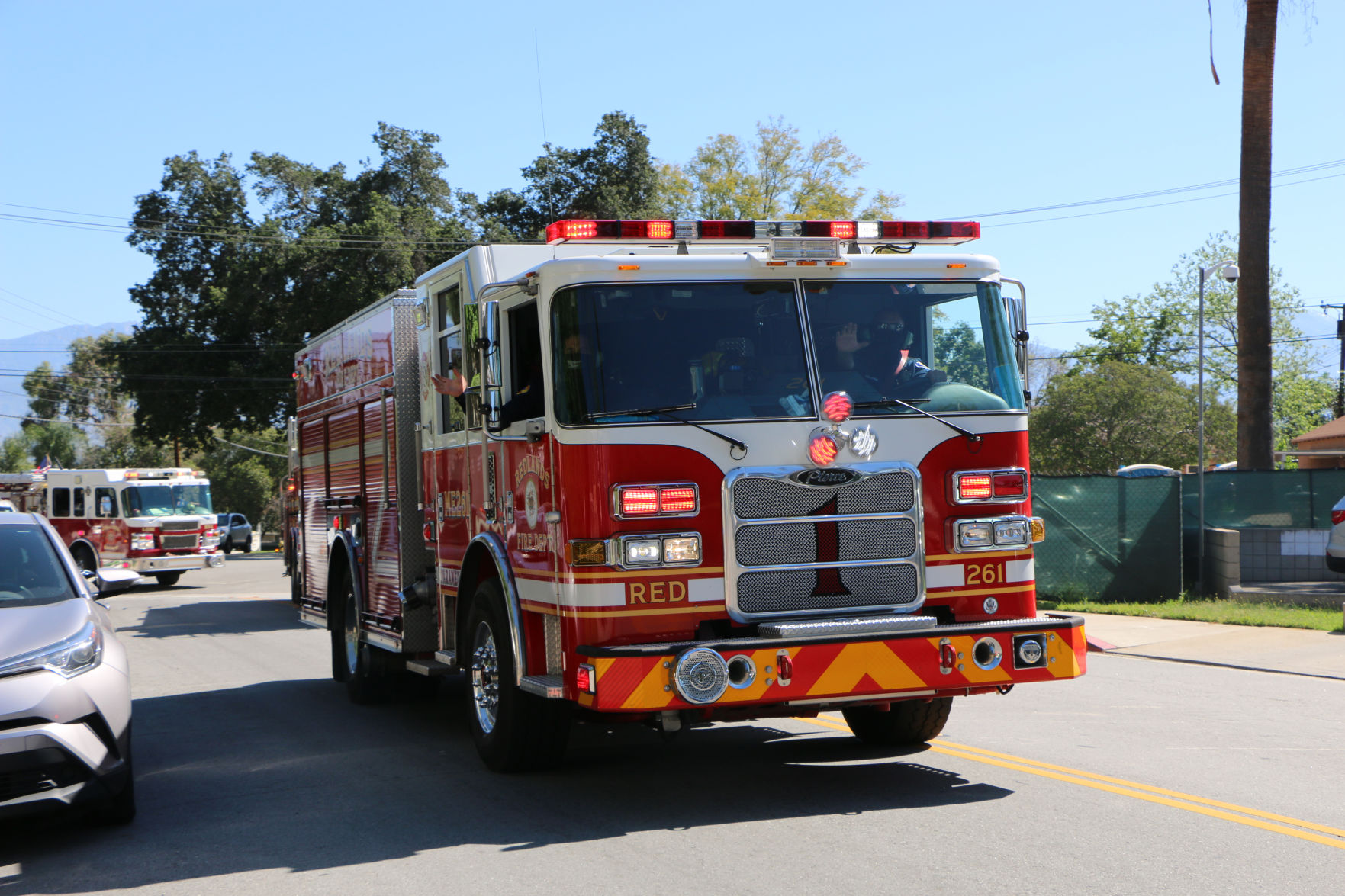 Firefighters salute health care workers